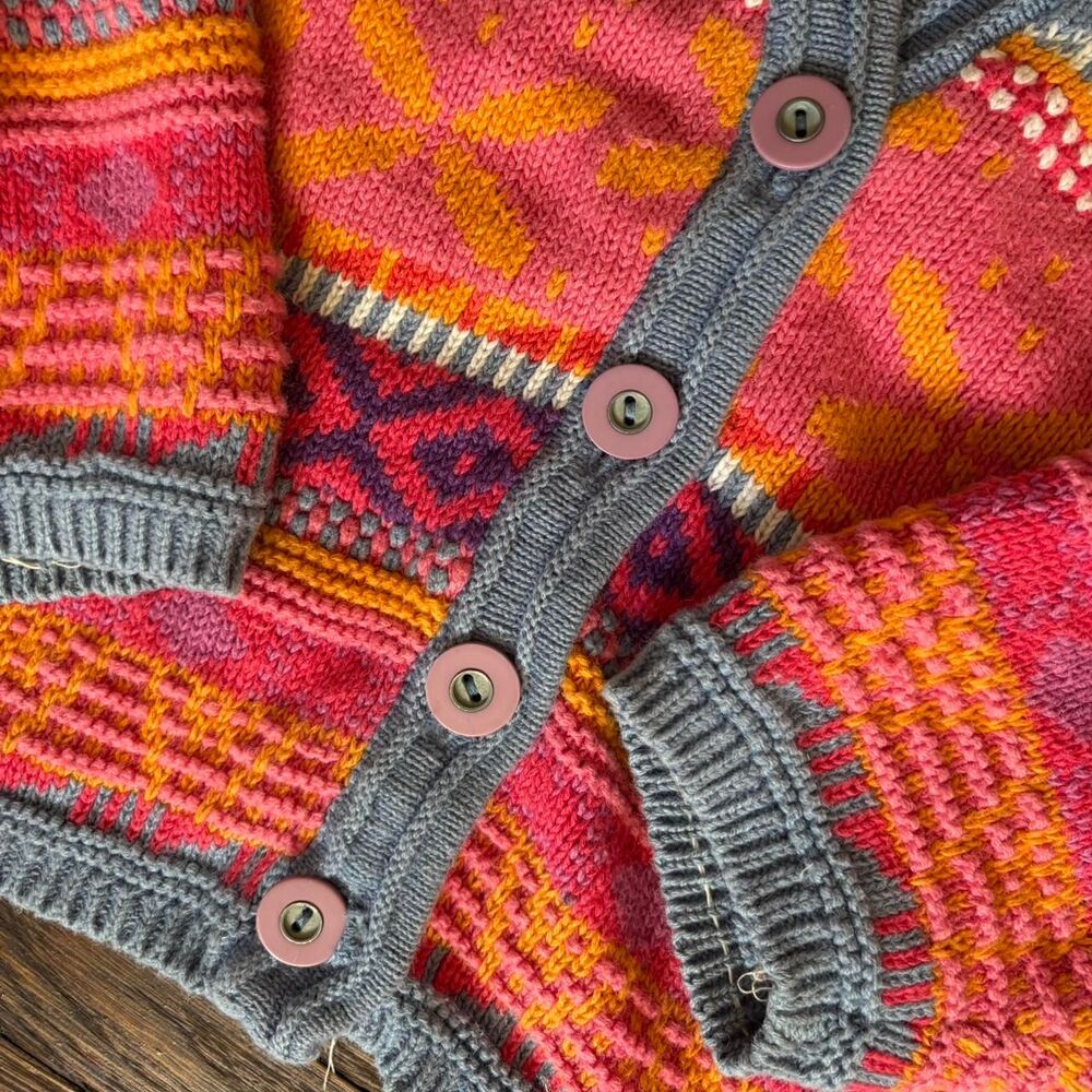 SEGRETS sun prints  Women's Pink and blue vintage cardigan - Picture 5 of 6